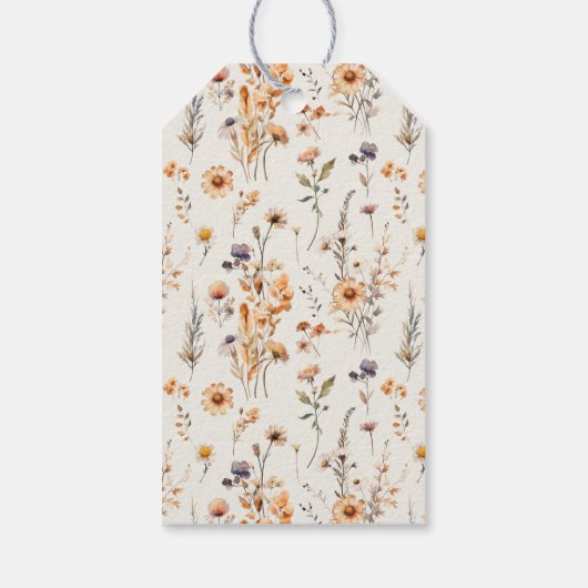 秋ワイルドフラワー結婚ズブライダルシャワーメッセージカード ギフトタグ (裏面)