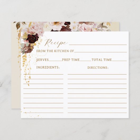 秋ワイルドフラワー金ゴールドフローラブライダルシャワーレシピ (正面/裏面)