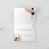 秋ワイルドフラワー金ゴールドフローラブライダルシャワー サンキューカード (内部)