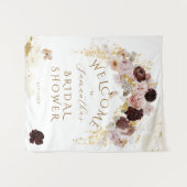 秋ワイルドフラワー金ゴールドフローラブライダルシャワー タペストリー (正面(横))