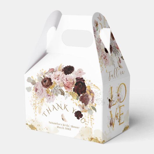 秋ワイルドフラワー金ゴールドフローラブライダルシャワー フェイバーボックス (裏面サイド)