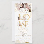 秋ワイルドフラワー金ゴールドフローラブライダルシャワー 招待状 (正面)