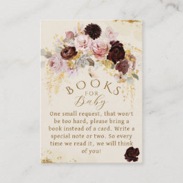 秋ワイルドフラワー金ゴールドフローラベビーガールシャワー エンクロージャーカード