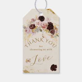 秋ワイルドフラワー金ゴールドフローラベビーガールシャワー ギフトタグ