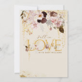 秋ワイルドフラワー金ゴールドフローラベビーガールシャワー 招待状 (裏面)