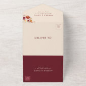 秋ワイルドフラワーQRコードRSVP秋結婚の オールインワン招待状 (外側)