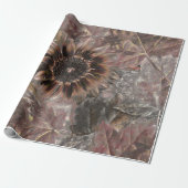 秋ヴィンテージひまわり茶色カエデ葉メ ラッピングペーパー (アンロールド)