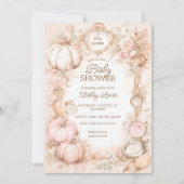 秋ヴィンテージカボチャ赤ちゃんシャワー招待 招待状 (正面)