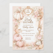 秋ヴィンテージカボチャ赤ちゃんシャワー招待 招待状 (正面/裏面)