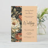 秋ヴィンテージクレイフローラ結婚式招待状 招待状 (スタンド正面)