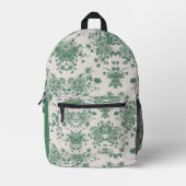 秋ヴィンテージグリーンボタニカル名前をカスタムする プリントバックパック (正面)