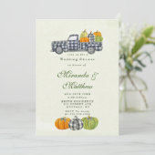 秋ヴィンテージトラックパンプキンウェディングシャワー招待状 (スタンド正面)