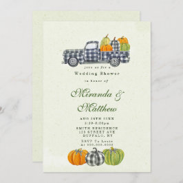 秋ヴィンテージトラックパンプキンウェディングシャワー招待状