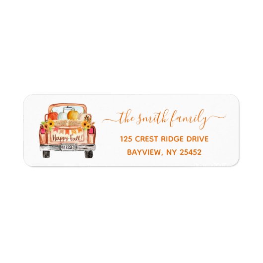 秋ヴィンテージトラック差出人住所 ラベル (正面)