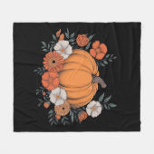 秋ヴィンテージパンプキンオータムサンクスギビング フリースブランケット (正面(横))