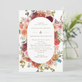 秋ヴィンテージフローラフレームブルゴーニュ結婚ズ 招待状 (スタンド正面)