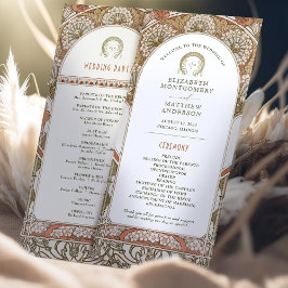 秋ヴィンテージラスト結婚式 プログラムアールヌーボー プログラム