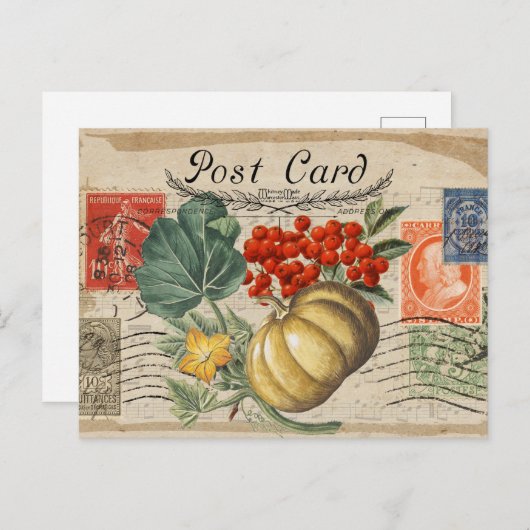 秋ヴィンテージ用丁合はがき ポストカード (正面/裏面)