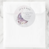 秋三日月の赤ん坊シャワー男の子 ラウンドシール (バッグ)