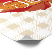 秋与えリーフ感謝していホワイトプレイド ポスター (角)