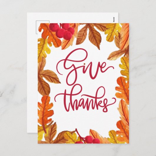 秋与え感謝していの離れ素敵 シーズンポストカード (正面/裏面)