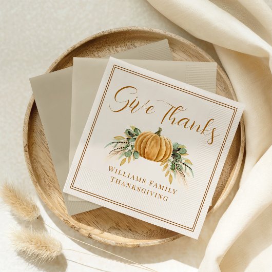 秋与え感謝してい感謝祭パンプキン スタンダードランチョンナプキン