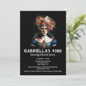 秋仮装ジプシーブルー金ゴールドカーニバル エレガント 招待状 (スタンド正面)