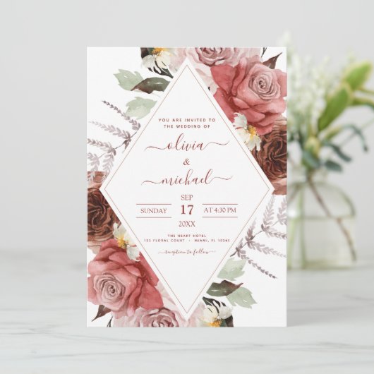 秋写真結婚の秋のフローラユーカリ 招待状 (スタンド正面)