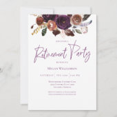 秋冬のパープル、ピンク、ゴールドの退職パーティー 招待状 (正面)