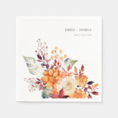 秋冬のフローラ結婚ズ スタンダードカクテルナプキン (正面)