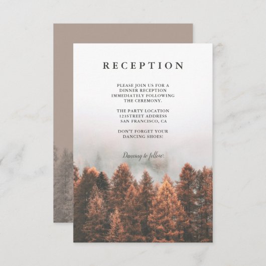 秋冬の松の木の森フォトシック披露宴 エンクロージャーカード (正面/裏面)