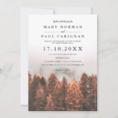 秋冬の松の木の森フォトシック結婚ズ 招待状 (正面)