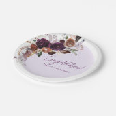 秋冬の梅、ピンクと金ゴールドの赤ちゃんシャワー ペーパープレート (アングル)