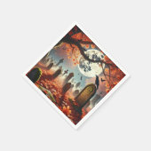 秋冬の白痴の神秘的な墓地のデコパージュ スタンダードカクテルナプキン (角)