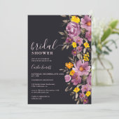 秋冬ダークパープルフローラブライダルシャワー 招待状 (スタンド正面)