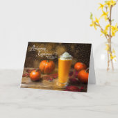 秋分かぼちゃのラテハーベストカラー カード (黄色い花)