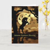 秋分の日 馬とカラスの祝福 カード (黄色い花)