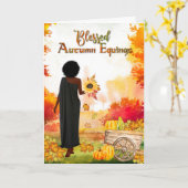 秋分賛美の秋ツリーマボン挨拶 カード (黄色い花)