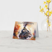 秋列車カスタム感謝祭あいさつ カード (黄色い花)