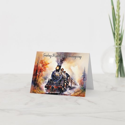 秋列車カスタム感謝祭あいさつ カード (正面)