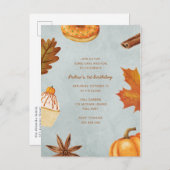 秋初の誕生日パーティーボーイ秋のカボチャ1 インビテーションポストカード (正面/裏面)