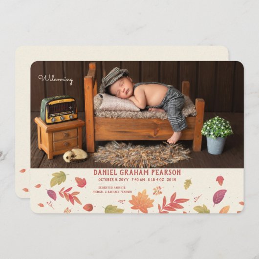 秋到着写真出産の告知 案内状 (正面/裏面)
