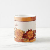 秋北エレガント深紅色フローラアクセント コーヒーマグカップ (中央)