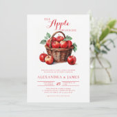 秋収穫アップルバスケットコードカップル赤ちゃんシャワー 招待状 (スタンド正面)