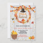 秋収穫フェスティバル感謝祭パーティーリース 招待状 (正面)