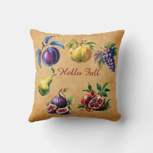 秋収穫フルーツアート – カスタム文字装飾用クッション クッション (裏面)