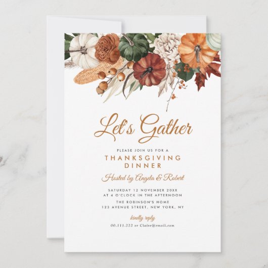 秋収穫感謝祭 招待状 (正面)