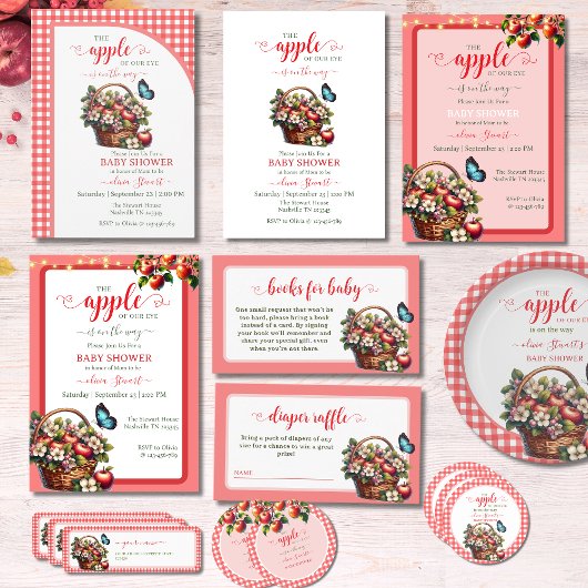 秋収穫私たちの目の赤ちゃんシャワーアーチのリンゴ 招待状