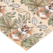 秋収穫秋リスと葉 ショートテーブルランナー (コーナー)