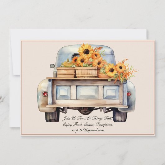 秋収穫誕生日の招待状 セーブザデート (裏面)